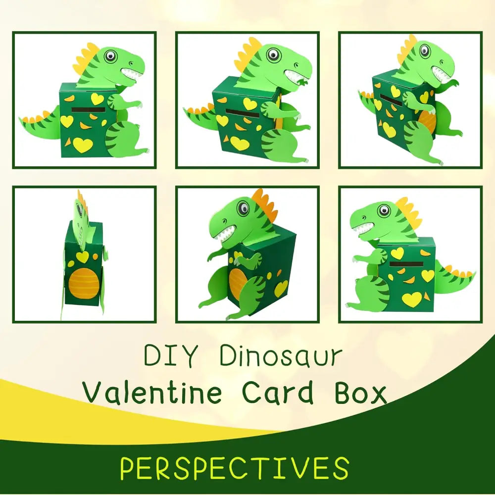 4E’s Novelty DIY Dinosaur Valentine Box Kit – Fun Classroom Craft for Kids’ Card Exchange