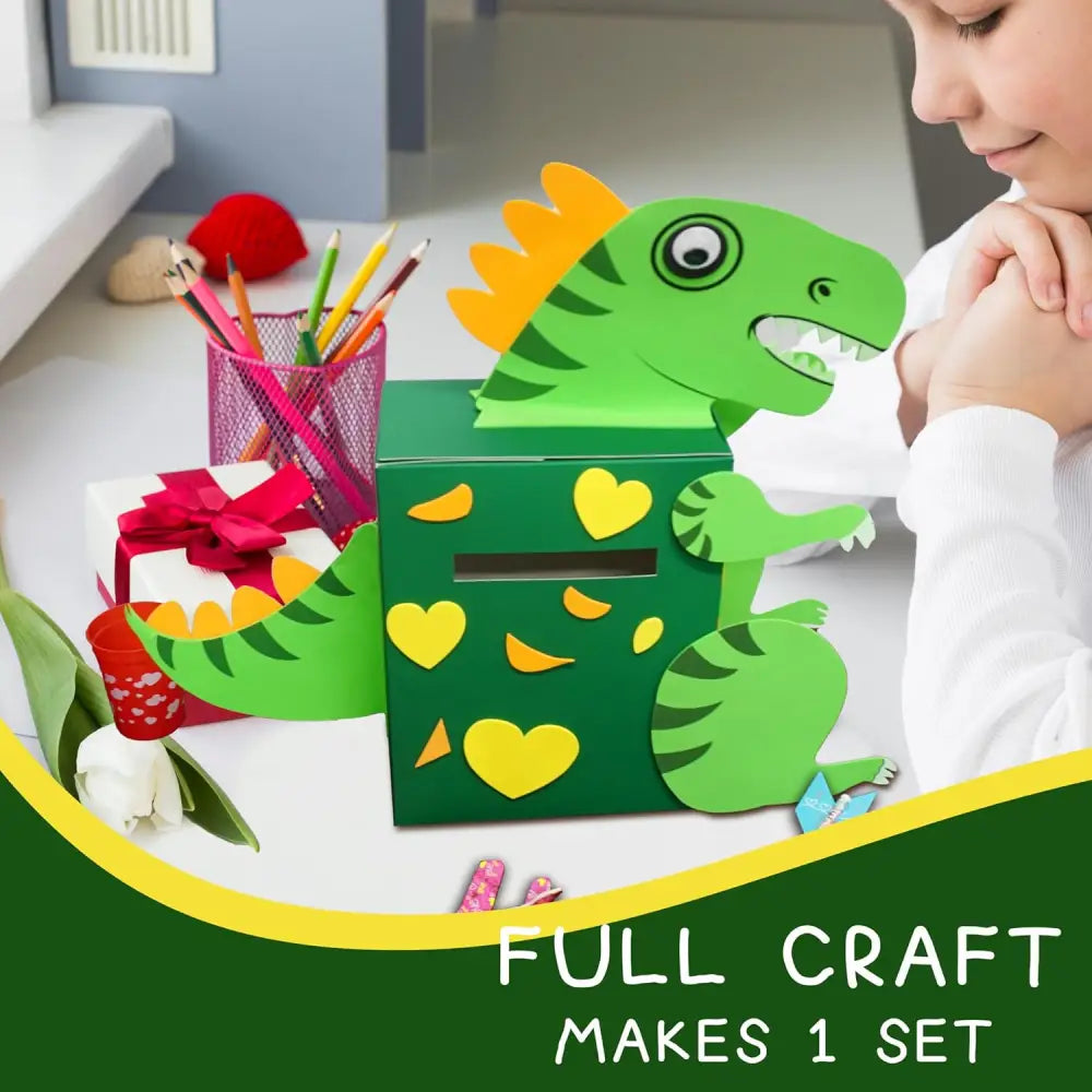 4E’s Novelty DIY Dinosaur Valentine Box Kit – Fun Classroom Craft for Kids’ Card Exchange