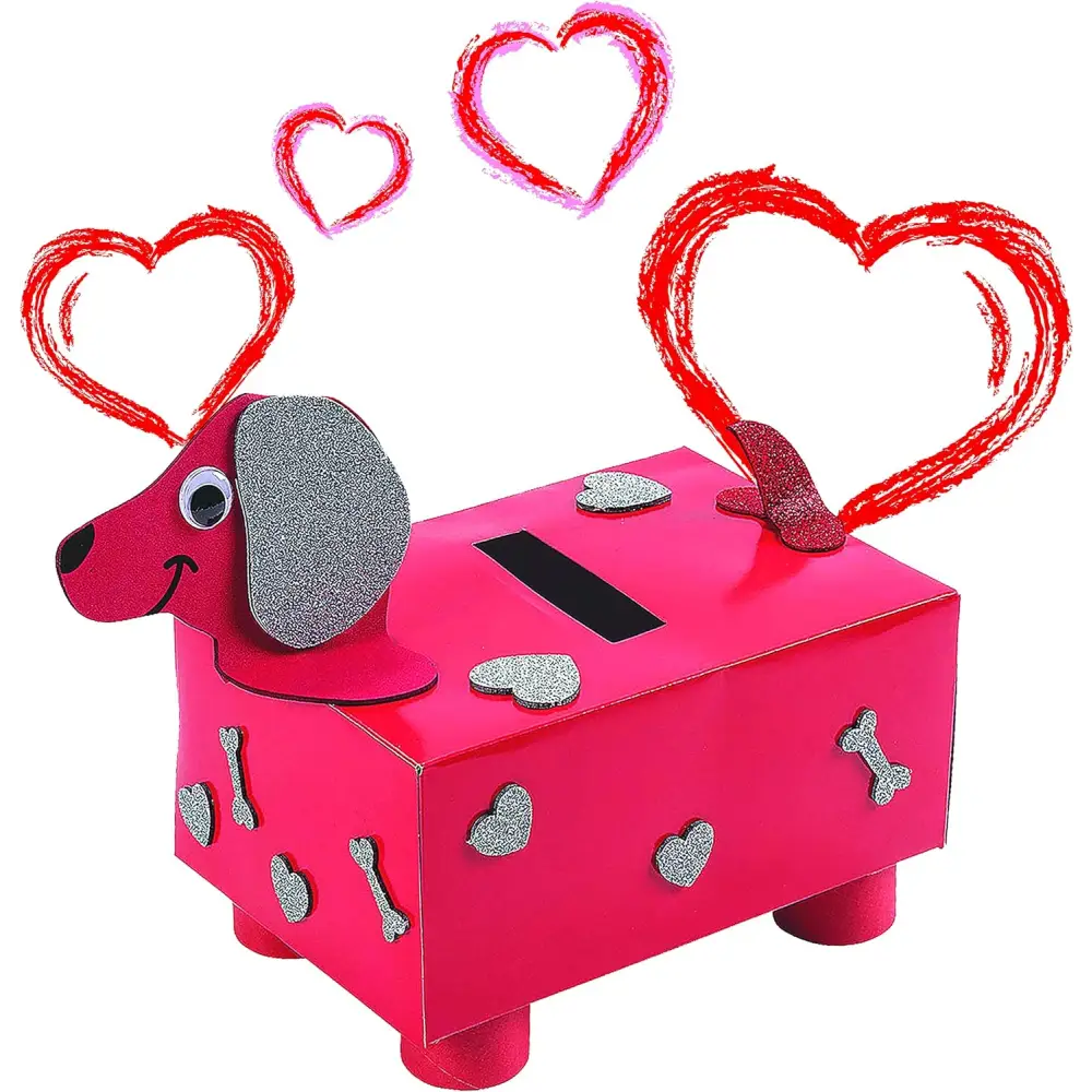 4E’s Novelty DIY Dog Valentine Mailbox Kit – Fun Craft for Kids’ Classroom Card Exchange