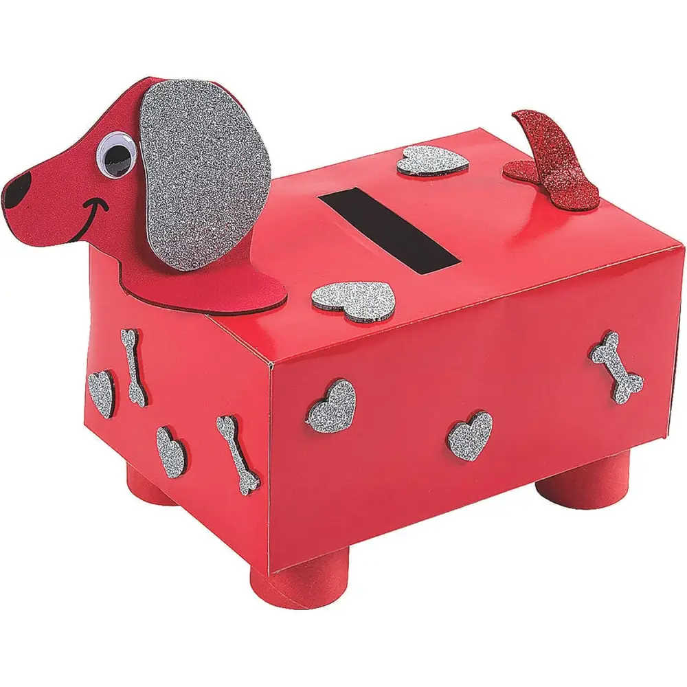 4E’s Novelty DIY Dog Valentine Mailbox Kit – Fun Craft for Kids’ Classroom Card Exchange
