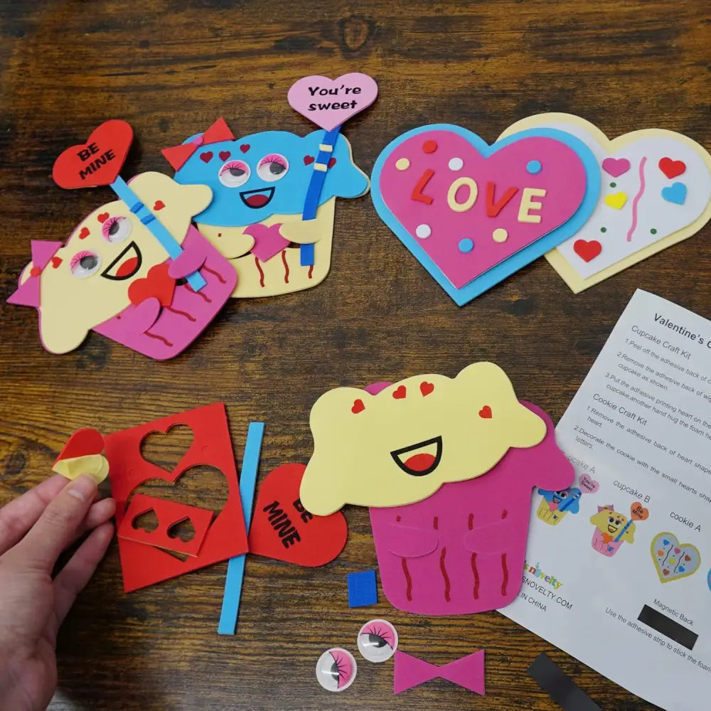 4E’s Novelty DIY Foam Cupcake & Heart Craft Kit – 12-Pack Valentine Crafts for Kids’ Classroom