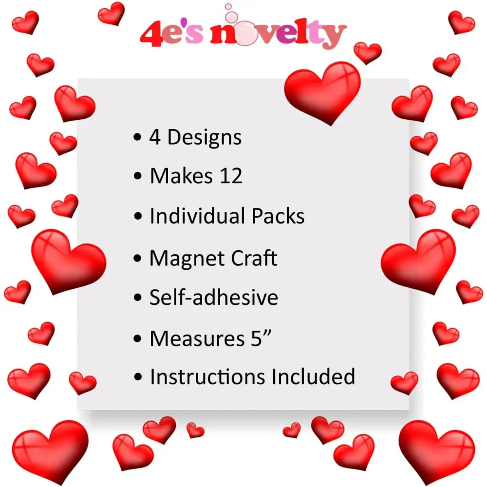 4E’s Novelty DIY Foam Cupcake & Heart Craft Kit – 12-Pack Valentine Crafts for Kids’ Classroom