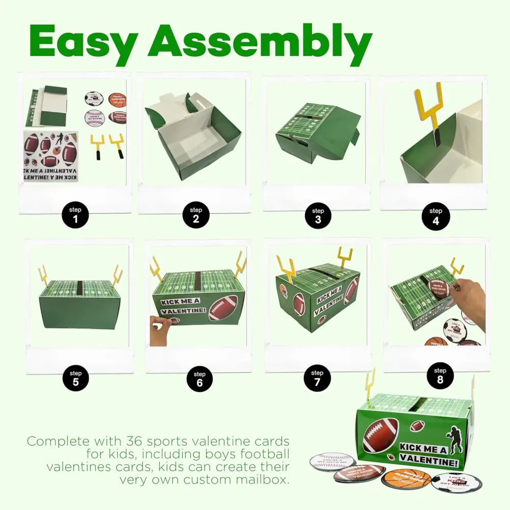 4E’s Novelty DIY Football Valentine Mailbox Kit – 36 Cards for Kids’ School Party Craft