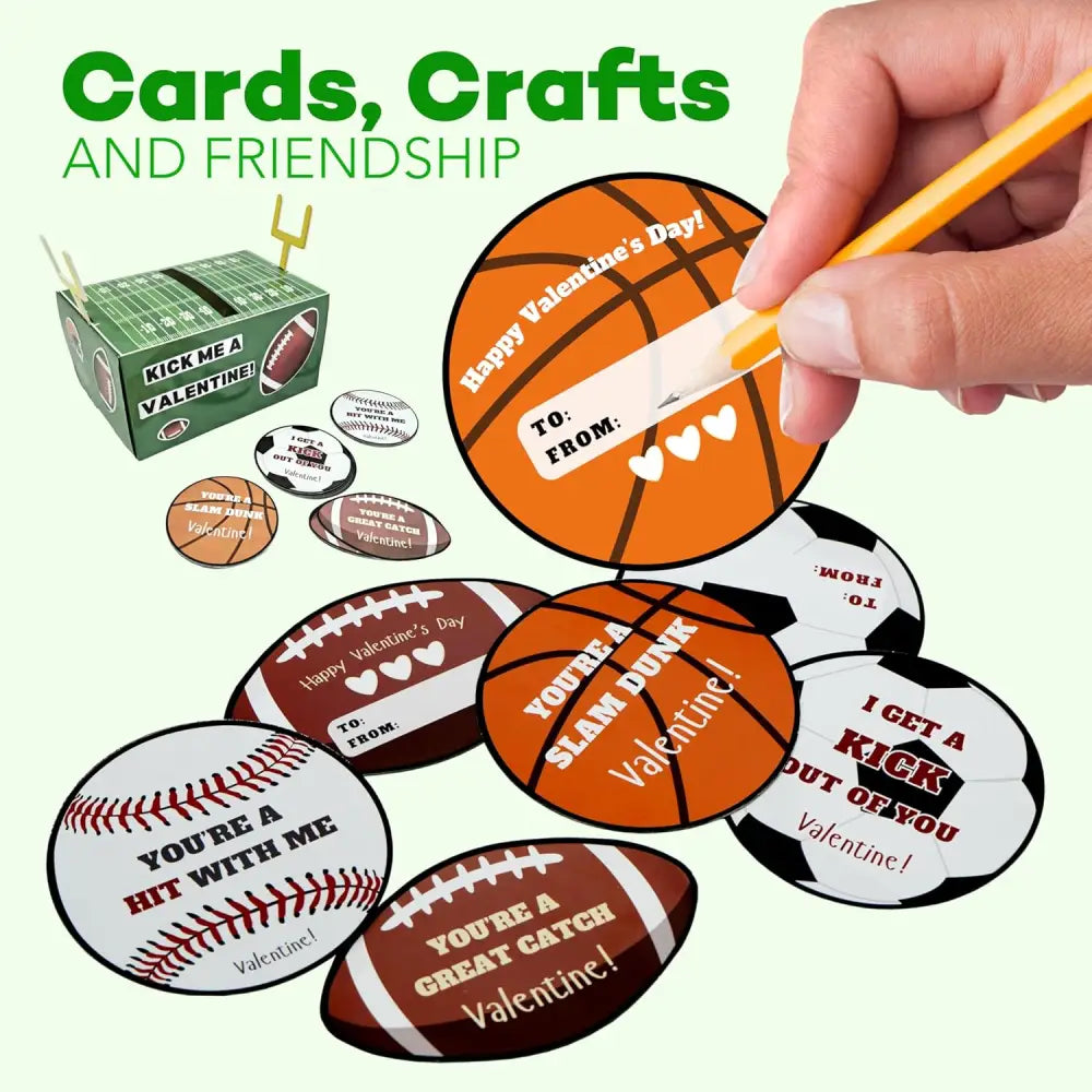 4E’s Novelty DIY Football Valentine Mailbox Kit – 36 Cards for Kids’ School Party Craft