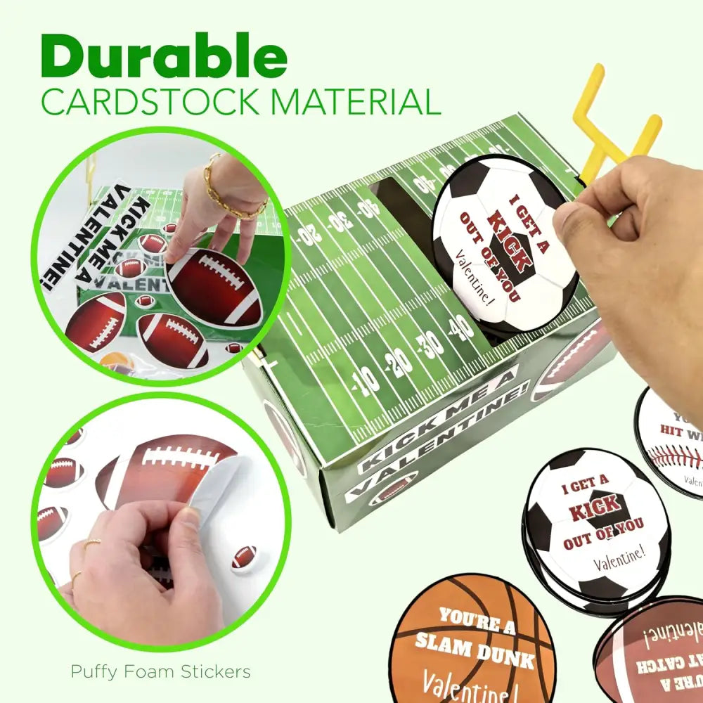 4E’s Novelty DIY Football Valentine Mailbox Kit – 36 Cards for Kids’ School Party Craft
