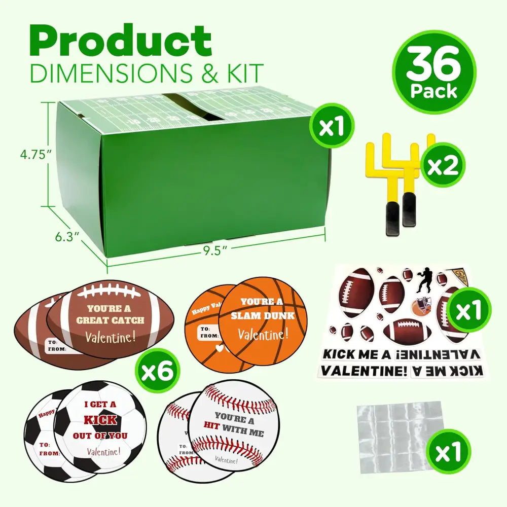 4E’s Novelty DIY Football Valentine Mailbox Kit – 36 Cards for Kids’ School Party Craft