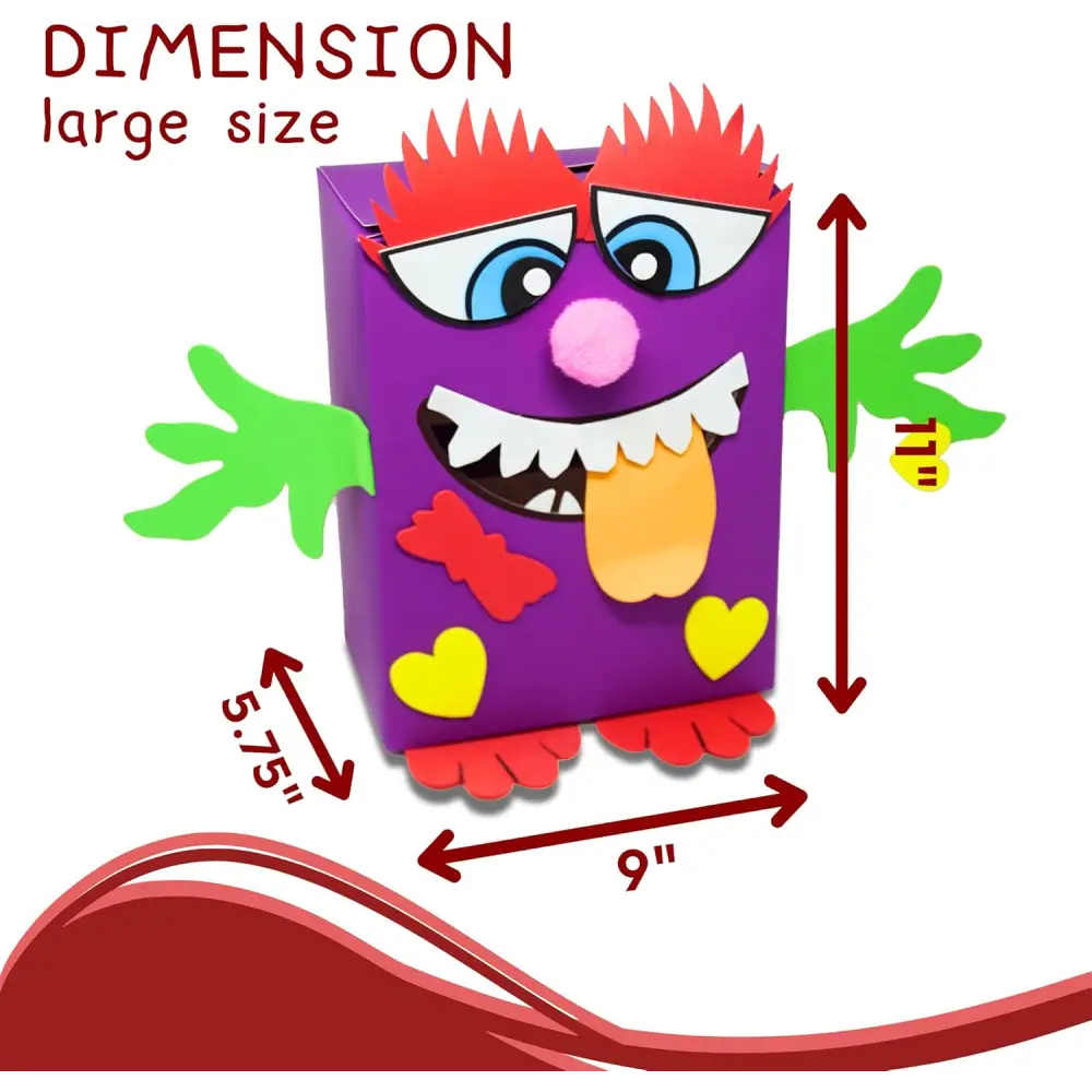 4E’s Novelty DIY Monster Valentine Mailbox Kit – Creative Kids’ Craft for School Projects