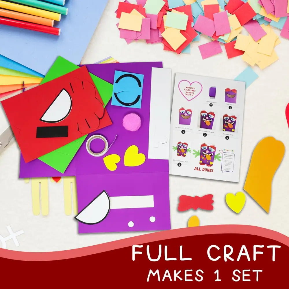 4E’s Novelty DIY Monster Valentine Mailbox Kit – Creative Kids’ Craft for School Projects