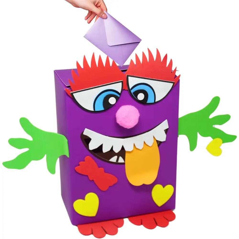 4E’s Novelty DIY Monster Valentine Mailbox Kit – Creative Kids’ Craft for School Projects