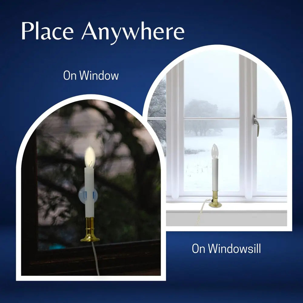 4E’s Novelty Dusk to Dawn Electric Window Candle – Auto Sensor Plug-In Flameless Candle with Suction Cup Holder & Extra