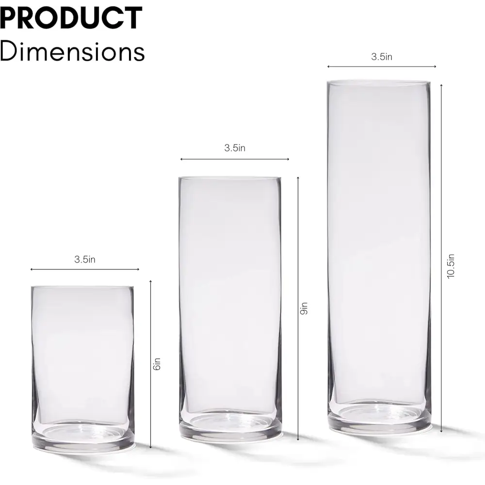 4E’s Novelty Elegant Glass Cylinder Vases Set – Perfect for Home Decor Events & Weddings