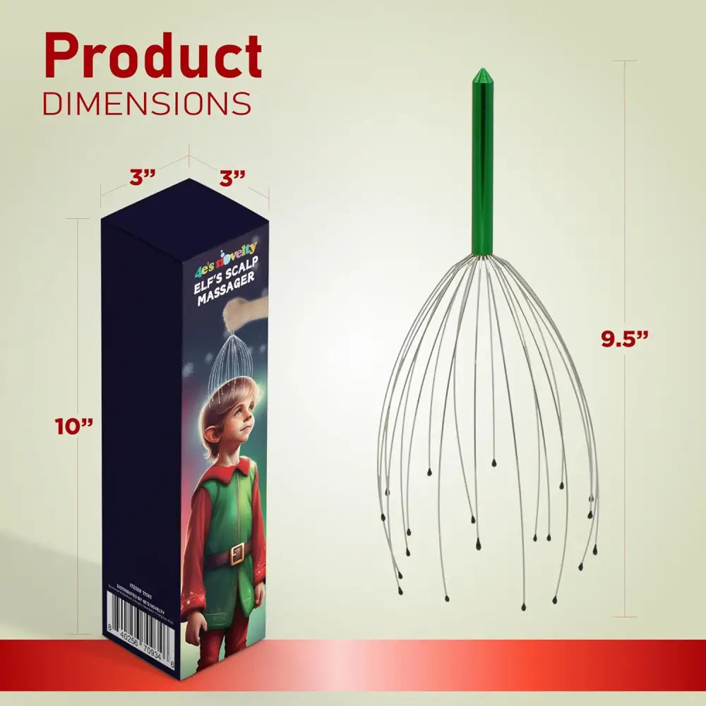 4E’s Novelty Elf’s Scalp Massager – Christmas Gift for Relaxation Stress Relief and Hair Growth – Fun Head Scratch Tool