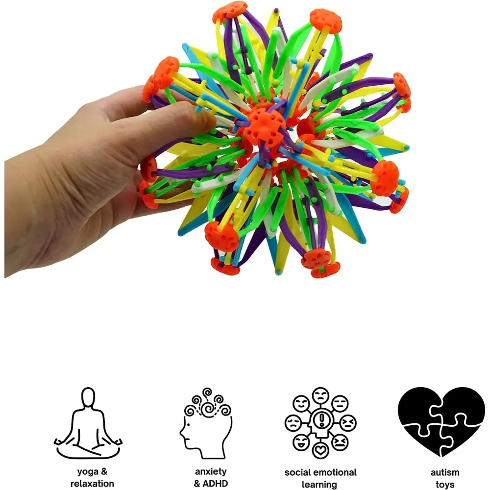 4E's Novelty Expandable Ball Set of 2, Plastic Sensory Sphere for Kids and Adults