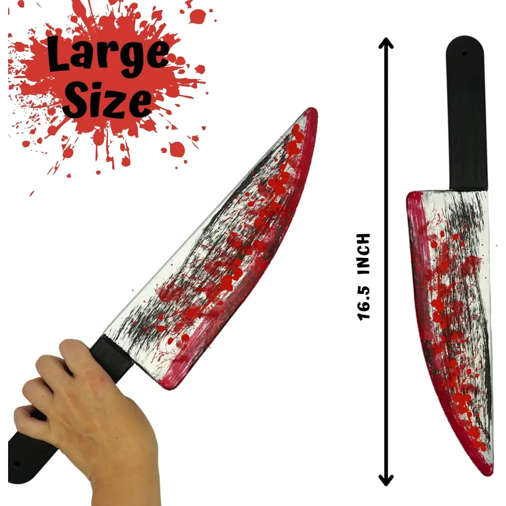 4E’s Novelty Fake Knife with Blood – 16.5’’ Realistic Halloween Bloody Knife Prop for Kids & Adults