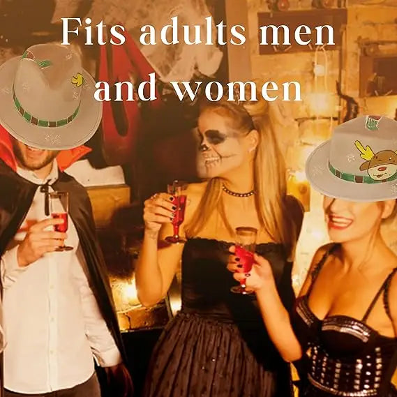 4E’s Novelty Festive Christmas Fedora Hat for Adults – Stylish Holiday Party Accessory