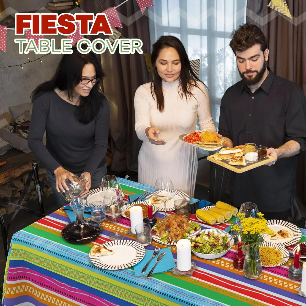 4E’s Novelty Fiesta Plastic Tablecloths – 4 Pack 54x108 | Cinco de Mayo & Taco Party Decor