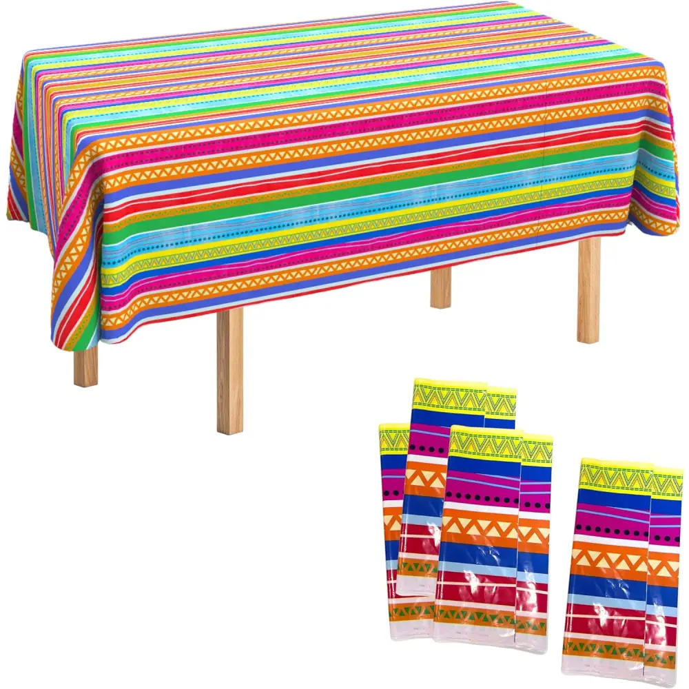 4E’s Novelty Fiesta Plastic Tablecloths – 4 Pack 54x108 | Cinco de Mayo & Taco Party Decor