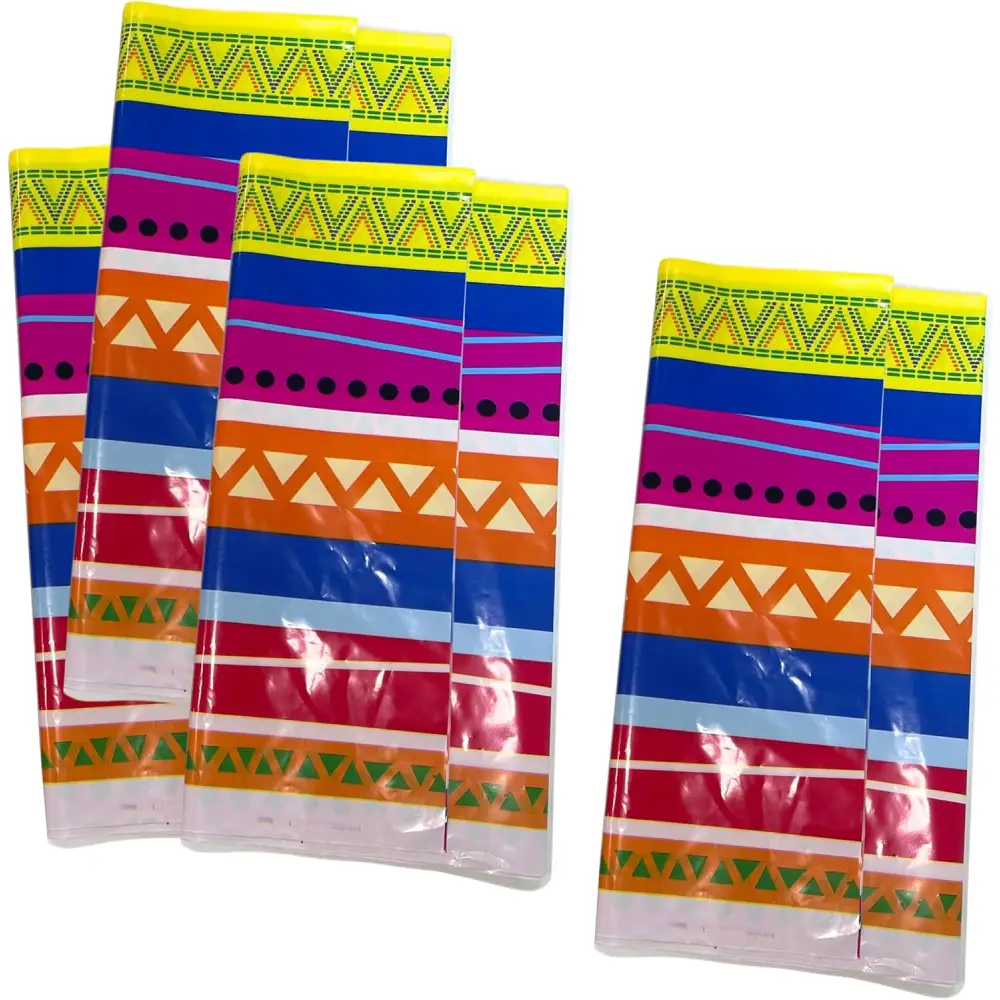 4E’s Novelty Fiesta Plastic Tablecloths – 4 Pack 54x108 | Cinco de Mayo & Taco Party Decor