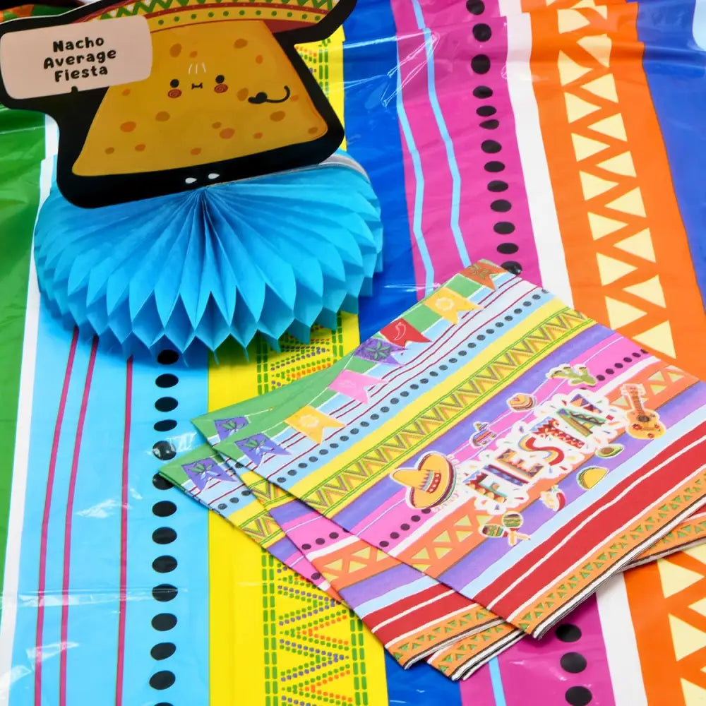 4E’s Novelty Fiesta Plastic Tablecloths – 4 Pack 54x108 | Cinco de Mayo & Taco Party Decor
