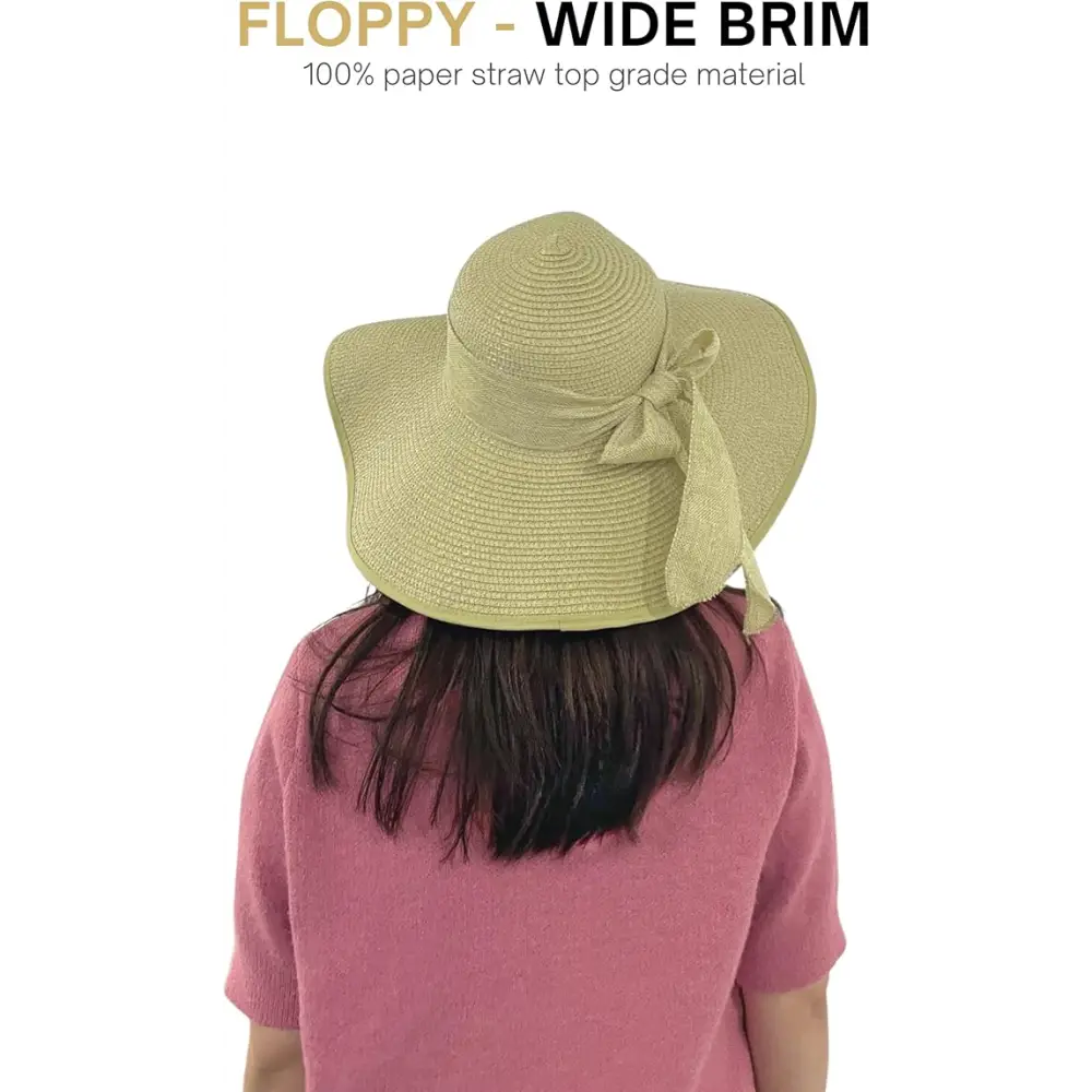 4Eโs Novelty Floppy Sun Hat with Sunglasses UPF 50 + Packable Straw Hat for Women Adjustable Beach Hat Travel