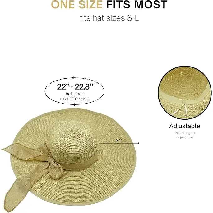 4Eโs Novelty Floppy Sun Hat with Sunglasses UPF 50 + Packable Straw Hat for Women Adjustable Beach Hat Travel