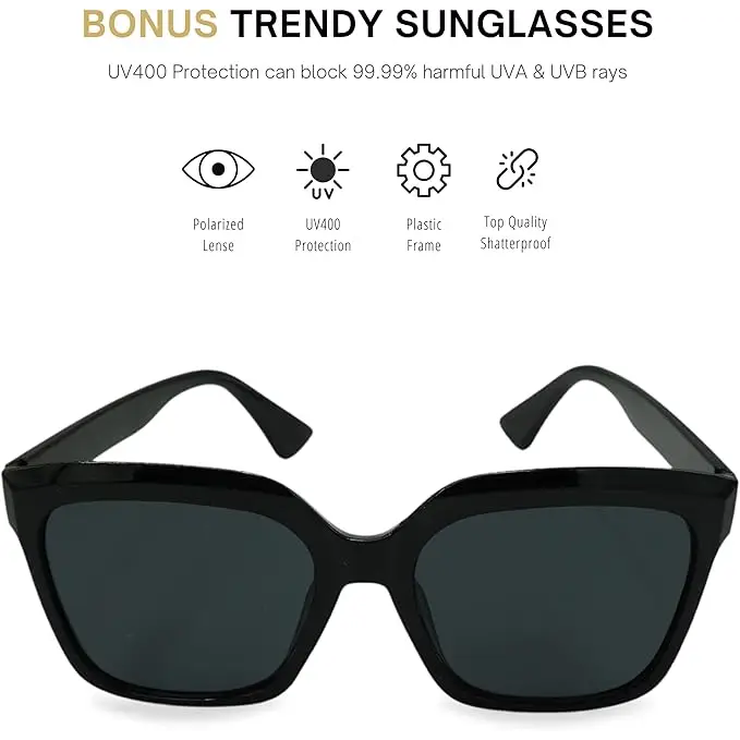 4Eโs Novelty Floppy Sun Hat with Sunglasses UPF 50 + Packable Straw Hat for Women Adjustable Beach Hat Travel