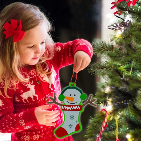 4E’s Novelty Foam Christmas Snowman Stocking Ornament Craft (12 Pack) - Christmas Crafts for Kids DIY Stocking Ornament