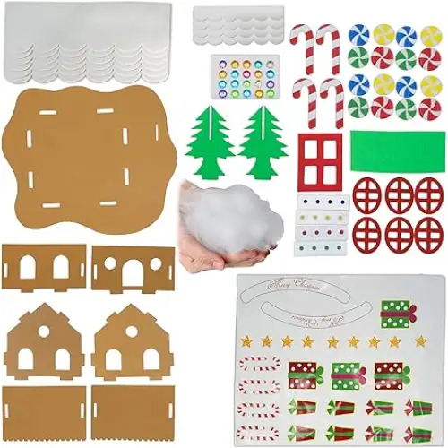 4E’s Novelty Foam Gingerbread House Craft Kit (2 Pack) - DIY Foam Gingerbread Build & Decorate Set - Self Adhesive Fun