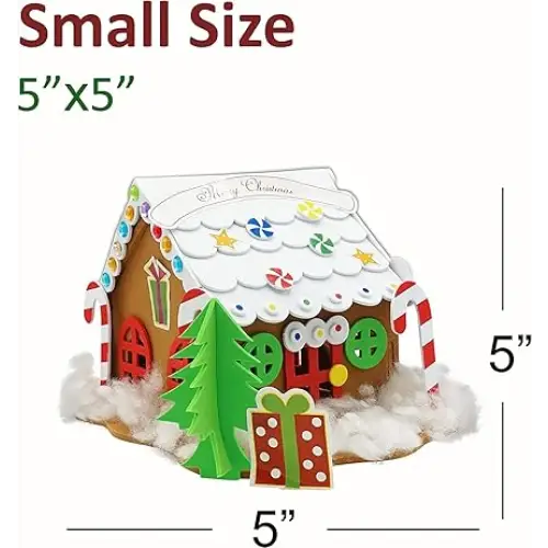 4E’s Novelty Foam Gingerbread House Craft Kit (2 Pack) - DIY Foam Gingerbread Build & Decorate Set - Self Adhesive Fun