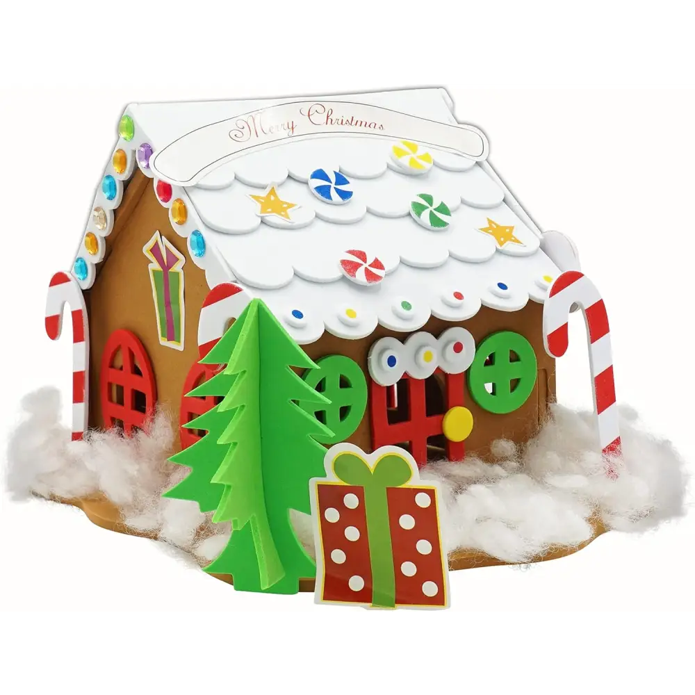 4E’s Novelty Foam Gingerbread House Craft Kit (6 Pack) – DIY Foam Gingerbread Build & Decorate Set for Kids Ages 3-12