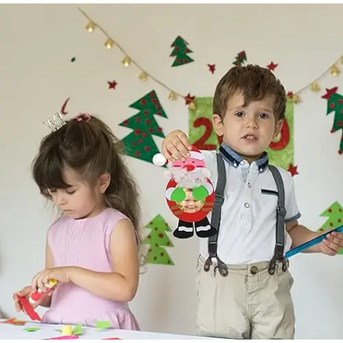 4E’s Novelty Foam Snowflake Picture Frame Craft (12 Pack) - Fun Christmas DIY Picture Frames Craft Kit Individually