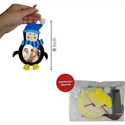 4E’s Novelty Foam Snowflake Picture Frame Craft (12 Pack) - Fun Christmas DIY Picture Frames Craft Kit Individually