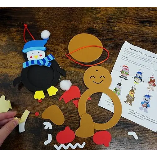 4E’s Novelty Foam Snowflake Picture Frame Craft (12 Pack) - Fun Christmas DIY Picture Frames Craft Kit Individually