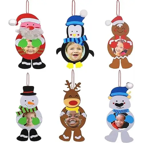 4E’s Novelty Foam Snowflake Picture Frame Craft (12 Pack) - Fun Christmas DIY Picture Frames Craft Kit Individually