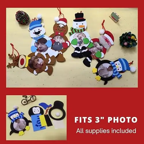 4E’s Novelty Foam Snowflake Picture Frame Craft (12 Pack) - Fun Christmas DIY Picture Frames Craft Kit Individually
