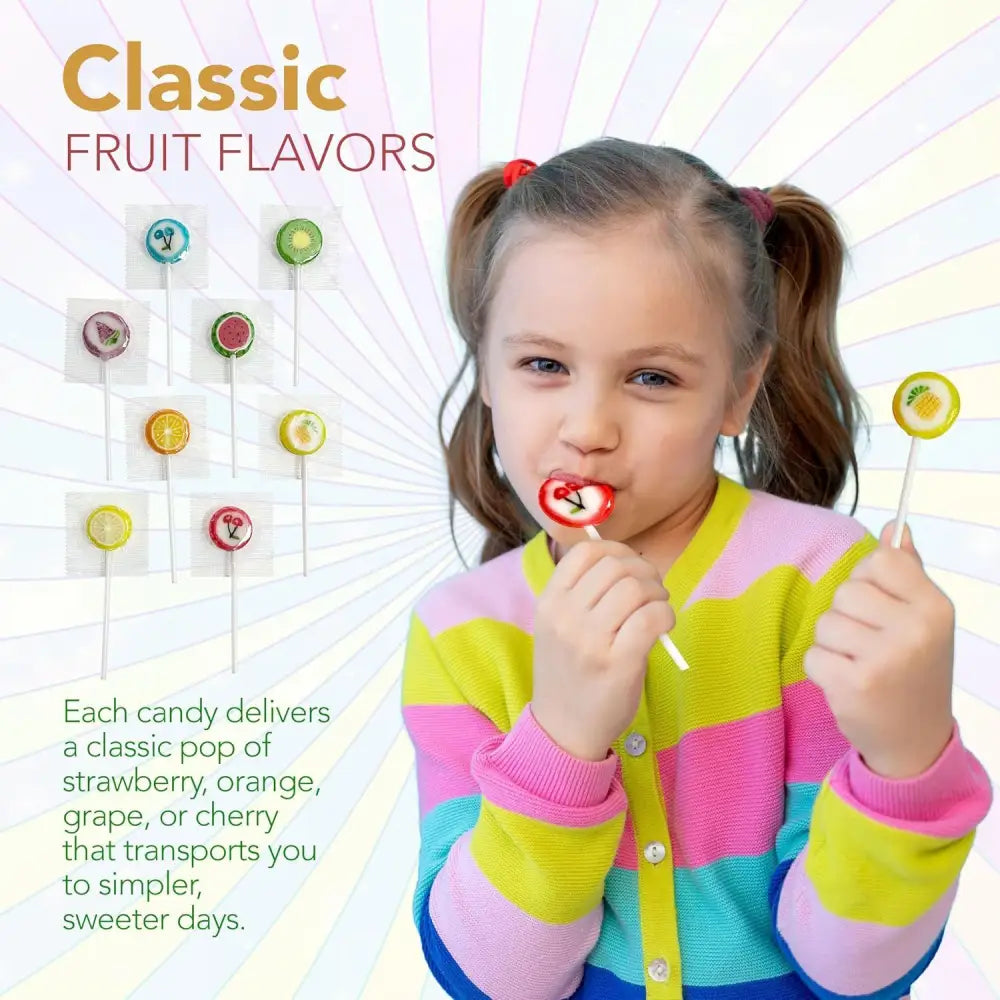 4E’s Novelty Fruit Lollipops Bulk Set – 84 Individually Wrapped Suckers for Parties & Treat Bags 1.1lb - Party Supplies