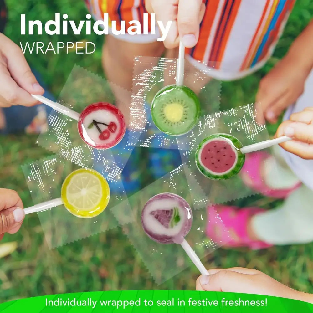 4E’s Novelty Fruit Lollipops Bulk Set – 84 Individually Wrapped Suckers for Parties & Treat Bags 1.1lb - Party Supplies