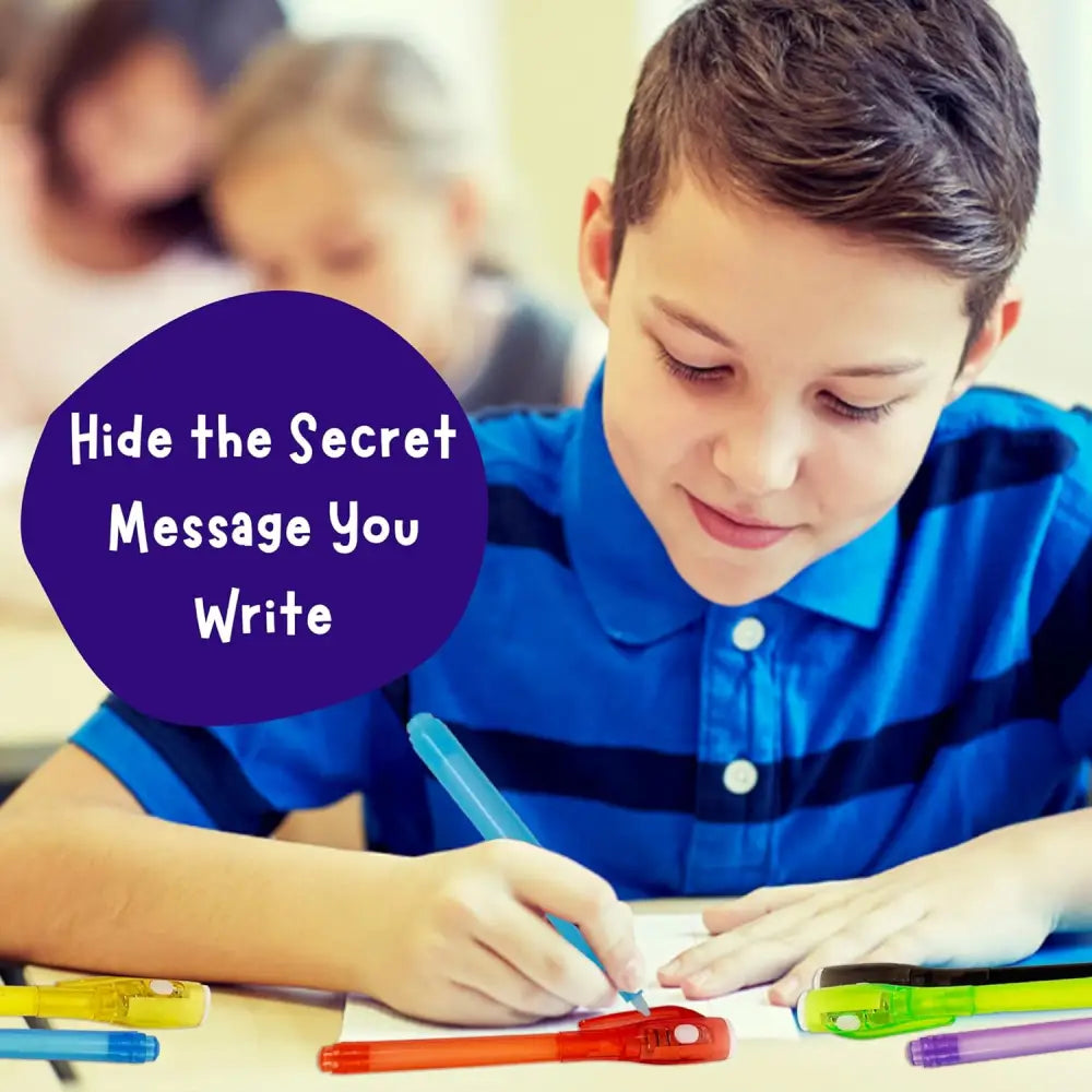 4E’s Novelty Fun Pens for Kids – 12 Magic UV Light Pens Notebooks & Goodie Bags for Spy Adventures - Party Favors