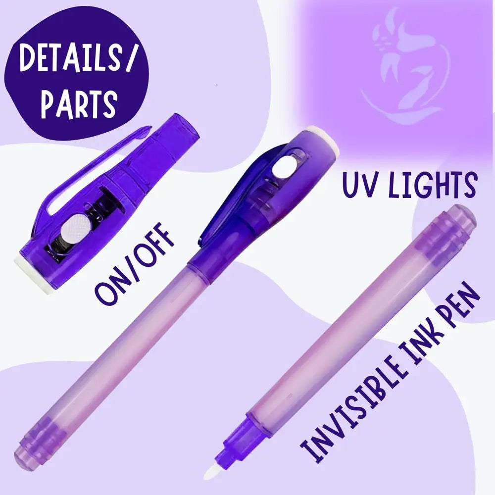 4E’s Novelty Fun Pens for Kids – 12 Magic UV Light Pens Notebooks & Goodie Bags for Spy Adventures - Party Favors