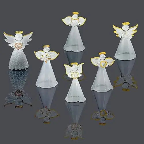 4E’s Novelty Glass Angel Ornaments for Christmas Tree (Set of 12) – Elegant Mini Angels Decor
