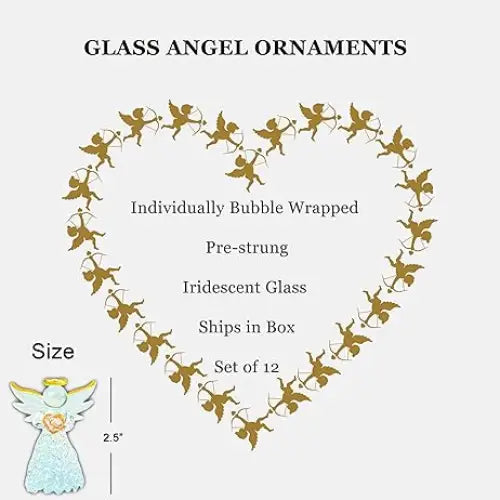 4E’s Novelty Glass Angel Ornaments for Christmas Tree (Set of 12) – Elegant Mini Angels Decor