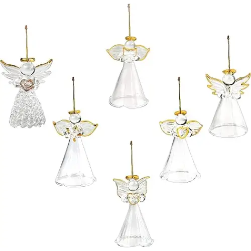 4E’s Novelty Glass Angel Ornaments for Christmas Tree (Set of 12) – Elegant Mini Angels Decor