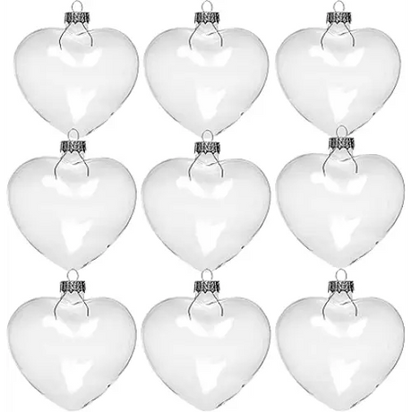 4E’s Novelty Glass Heart Christmas Ornament 60mm/2.36’’ Clear Fillable Ornaments (12 Pack) – Shatterproof Clear