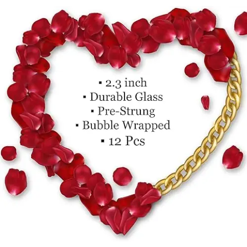 4E’s Novelty Glass Heart Christmas Ornament 60mm/2.36’’ Clear Fillable Ornaments (12 Pack) – Shatterproof Clear