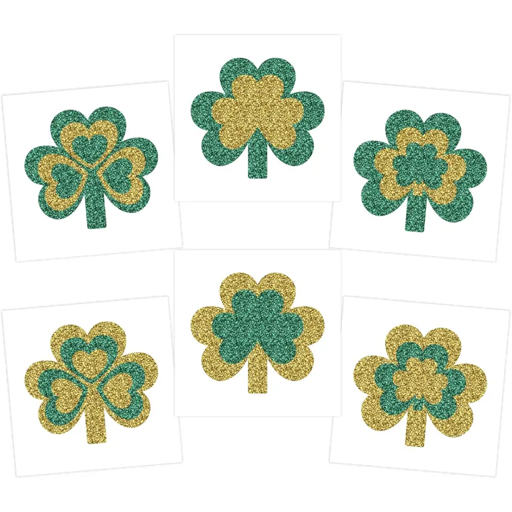 4E’s Novelty Glitter Shamrock Tattoos – 24 Pack St. Patrick’s Day Party Accessories for Kids & Adults