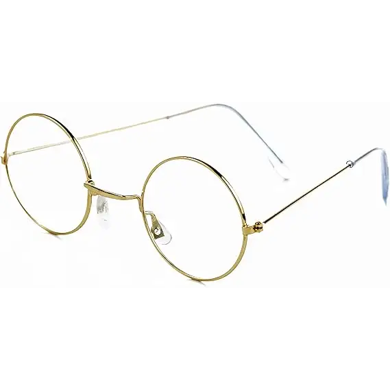 4E’s Novelty Gold Round Glasses – Old Man Granny Glasses for Kids’ 100th Day of School Costume - Costume Accessories