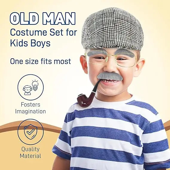 4E’s Novelty Grandpa Costume – 5-Pc Old Man Outfit for Kids’ 100th Day of School - Costumes & Accessories