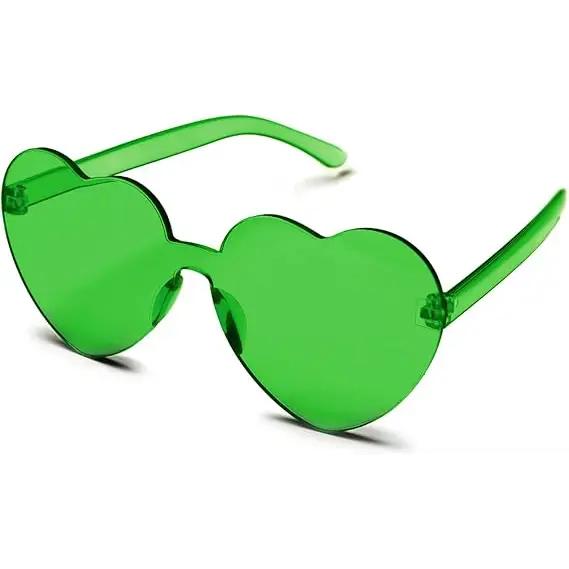 4E's Novelty Green Cowboy Hat with Feather and Heart Shaped Sunglasses, Cowgirl Hat for Women, Western Party Dress Up Fashion Accessories for Adults