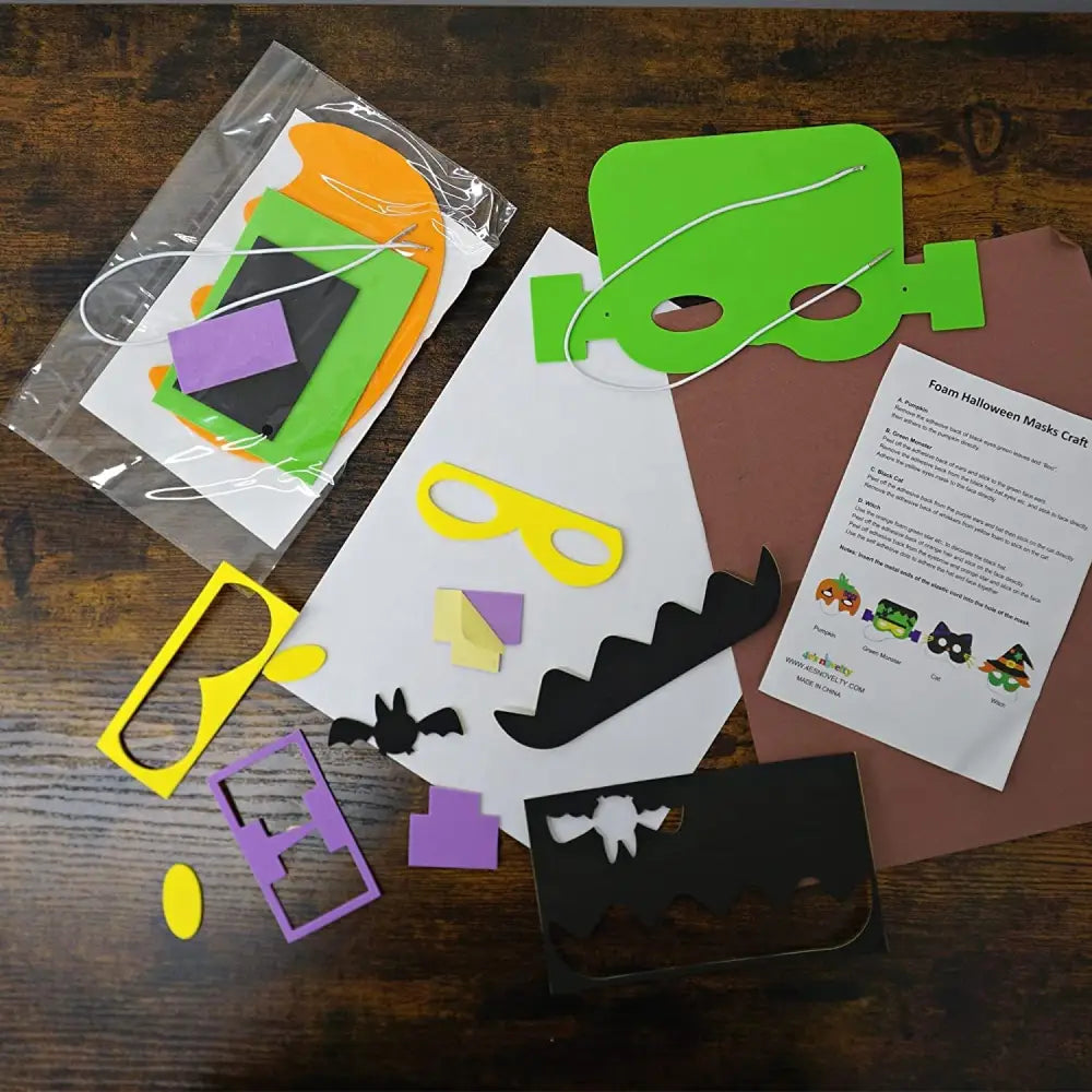 4E’s Novelty Halloween Crafts for Kids (Makes 4) – Foam Halloween Craft Kit with Frame Mask Bookmark & Candy Corn