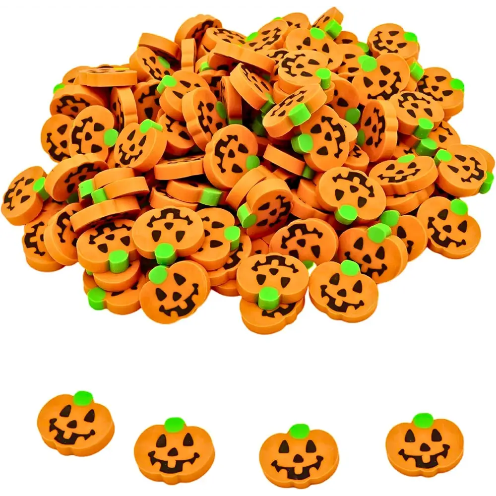 4E’s Novelty Halloween Mini Pumpkin Erasers Bulk 144 pcs – Fun Classroom Supplies and Party Favors - Educational Toys